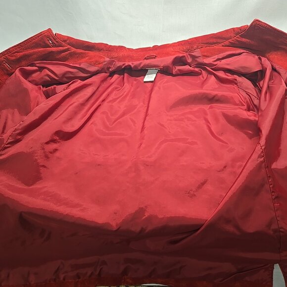 Vintage CHEROKEE Brand Suede Women Jacket Burgundy Red Washable Classic Sz L - Picture 4 of 9